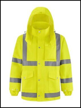 iCreek Waterproof Reflective High Visibility Safety Rain Jacket with Hood